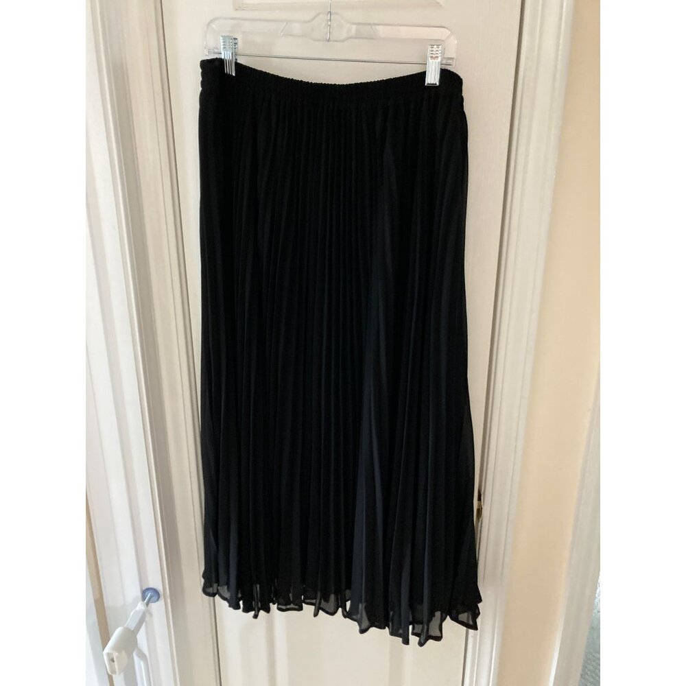NWT MICHAEL KORS WOMENS PLEATED SLIT MIDI SKIR BLACK XL - Picture 4 of 6